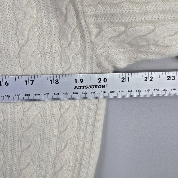 Crush Womens Cashmere Cream Ivory Cable Knit Soft Luxury Cardigan Sweater Top SM - Picture 11 of 14